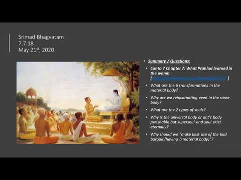 Srimad Bhagvatam 7.7.18 May 21st, 2020 ISKCON Tampa