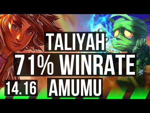 TALIYAH vs AMUMU (JGL) | 71% winrate, 49k DMG, Godlike, 16/6/17 | EUW Diamond | 14.16