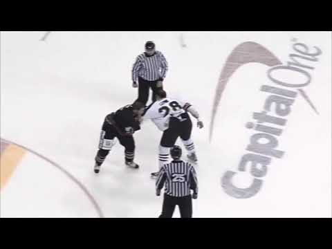 Guillaume Lepine Hits Rob Globke -  Lepine vs Neil Clark EIHL fight 9-10-10