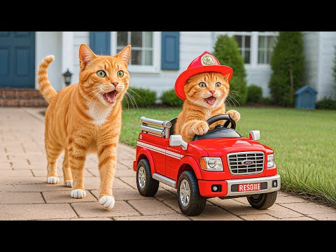 Mama Cat Helps Ginger Kitten Train as a Firefighter 🐾😿🚒💖 Heartwarming Story
