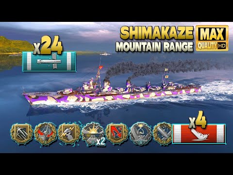 Destroyer Shimakaze: 340k on map Mountain Range - World of Warships
