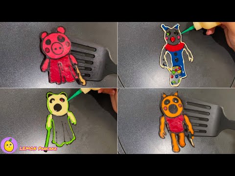 ROBLOX PIGGY JUMPSCARES PANCAKE ART - CLOWNY, FOXY, PANDY, PIGGY | LEMON Pancake