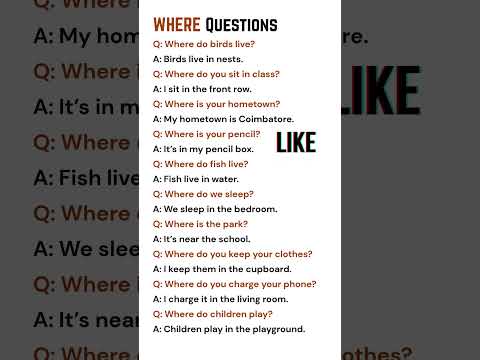 WH Questions in English | Where Questions with Simple Answers for Kids & Beginners #shorts #whwords