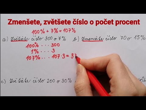Procenta, zmenšete zvětšete číslo o daný počet procent
