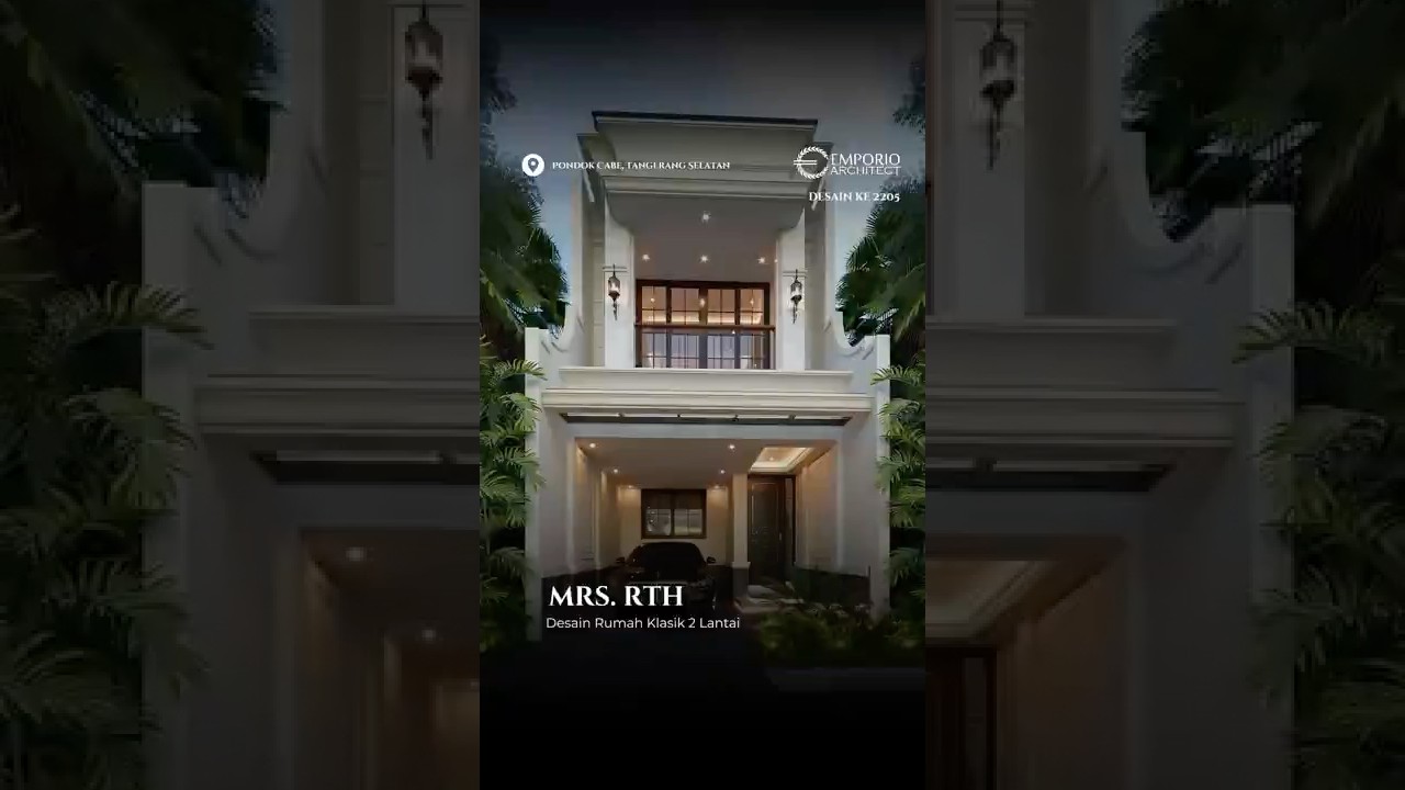 Video 3D Desain Rumah Klasik 2 Lantai Ibu RTH 2205