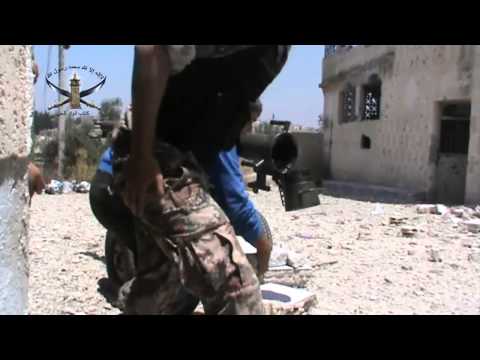 استهداف تحصينات قوات النظام في حاجز حميدة الطاهر  في درعا المحطة بمدفع بي 10من قبل كتائب أنوار الحق