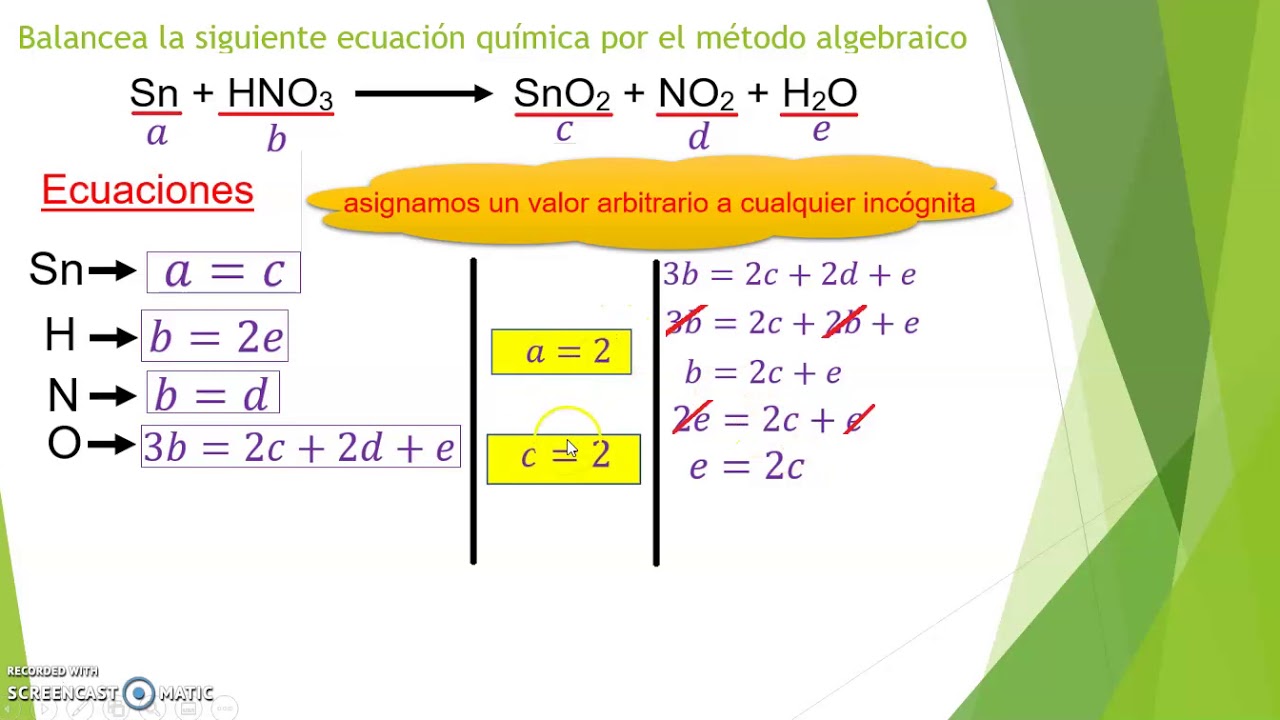 balanceo de ecuaciones por el método algebraico parte 1
