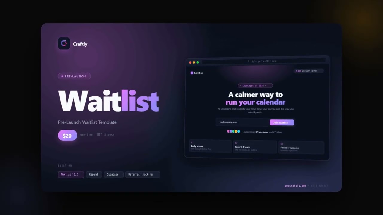 Waitlist — Pre-launch Next.js Template ($29)