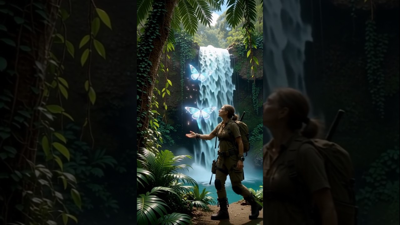 The Rainbow Waterfall | A Magical Jungle Secret ✨🌈🌿 #waterfall #fantasyworld #aivideo