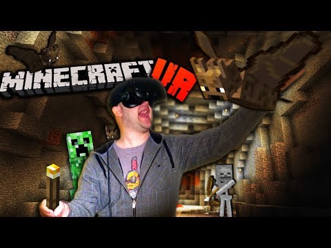 EXPLORING CAVES IN MINECRAFT VR IS TERRIFYING! | Minecraft VR Gameplay Part 2 (HTC Vive)