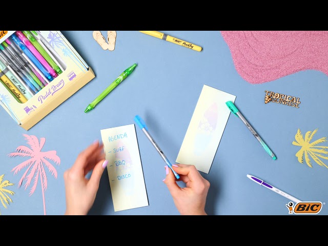 Vídeo relacionado con BIC Pastel Dream Kit - 3 Bolígrafos Gel-ocity Quick Dry/4 Rotuladores Intensity Medium/4 Marcadores Pastel/ 4 Bolígrafos/ 1 Cuaderno - Caja de Regalo con 16 uds.