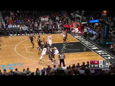 Lauri Markkannen Blocks Rondae Hollis-Jefferson's Layup Attempt! April 9, 2018