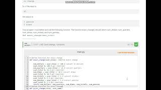 Python  Lab Exact change - functions