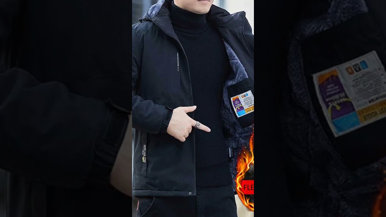 BROWON Fleece Lined Hooded Jacket Autumn WIinter New  Windproof Jacket Coats Men Color Men Clothing