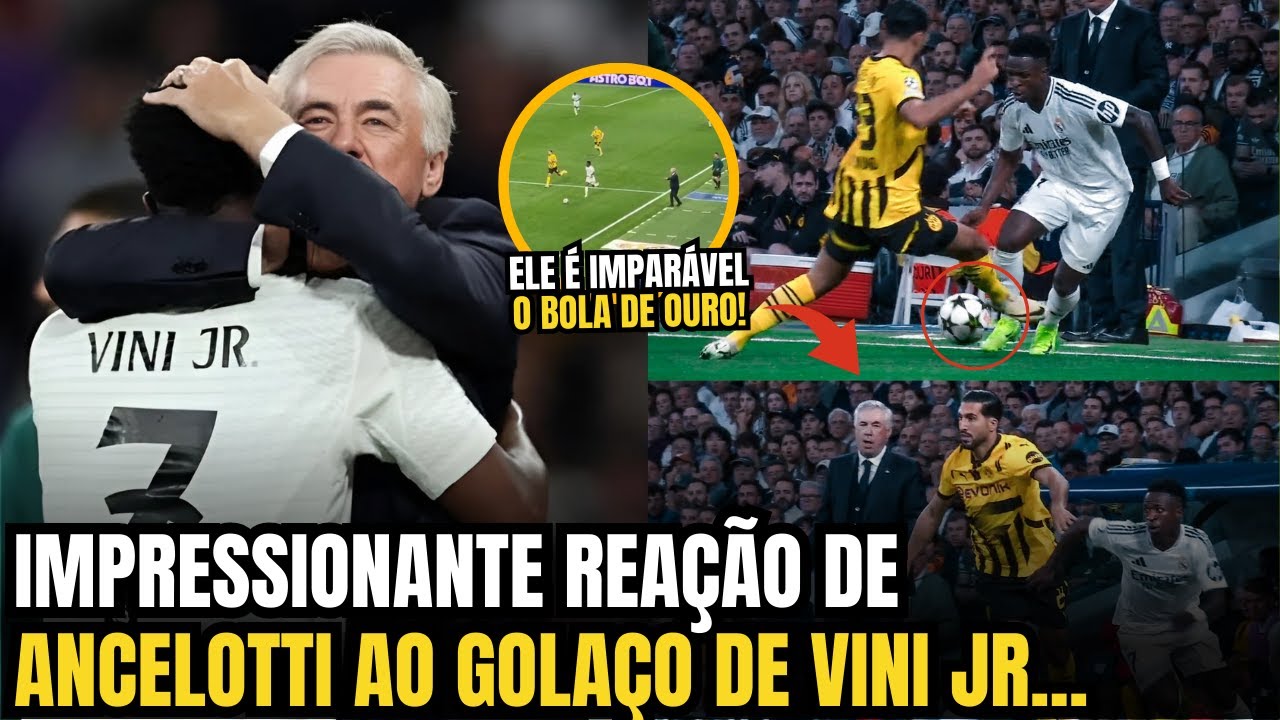 🚨EITA!! OLHA A REAÇÃO DE ANCELOTTI APÓS GOLAÇO DE VINICIUS JR CONTRA BORUSSIA!!