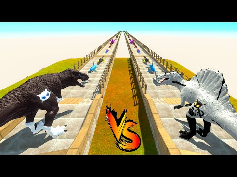 CARTOON CAT T-REX vs CARTOON CAT SPINOSAURUS RACE BATTLE COMPETITION - ARBS