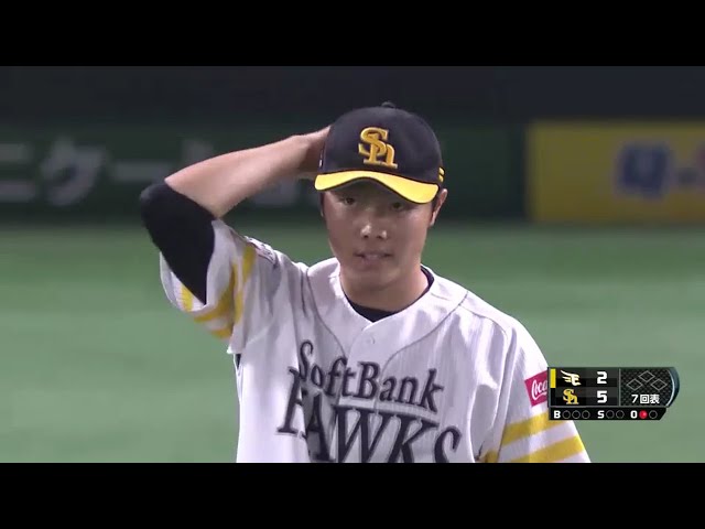 【7回表】ホークス・松本 一軍初登板でプロ初奪三振を記録!! 2016/9/30 H-E