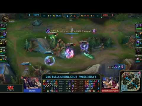 Splyce vs Unicorns of Love Highlights Game 3   EU LCS W3D1 Spring 2017   SPY vs UOL G3|warwick