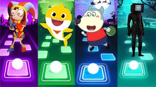 Pomni vs baby shark vs Wolff Family vs Tv Woman Tiles hop EDM RUSH
