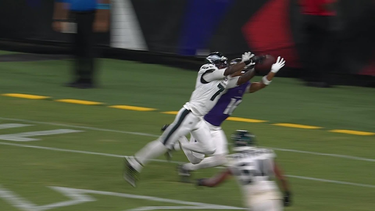 Kelee Ringo picks off Joe Fagnano in the endzone