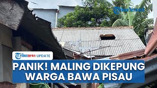 Detik-detik Maling Motor Kabur ke Atap Rumah Lalu Kejeblos, Dikepung Warga Bogor yang Bawa Pisau