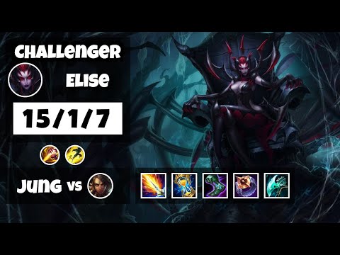 Elise vs Nidalee KOREAN Challenger JUNGLE (15/1/7) - v11.8