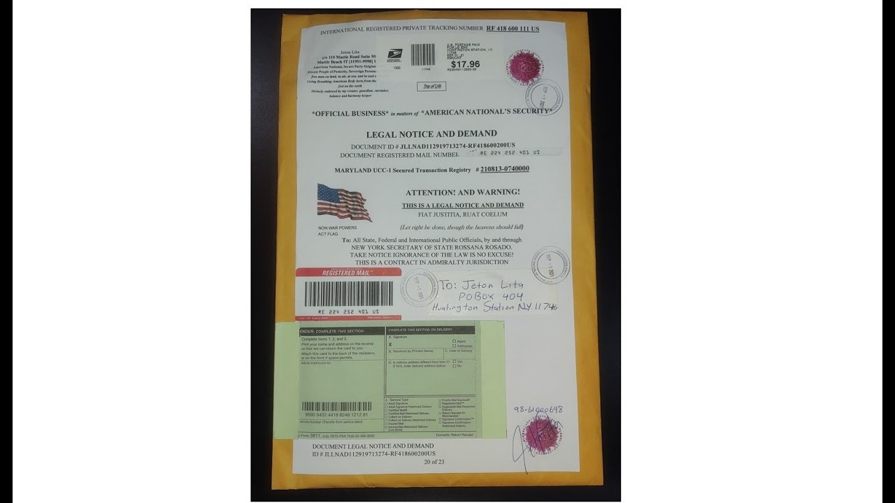 28 - Registering Secured Party Creditor Documents With United States Postal Service Video # 1