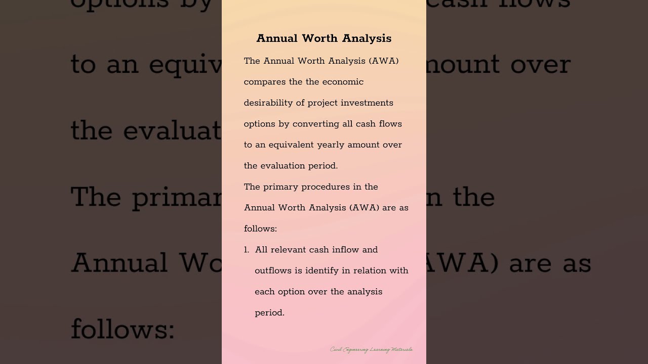 #133 Materials - Engineering Economics Annual Worth Analysis (AWA)