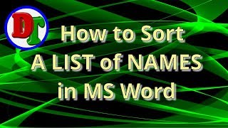 How To Sort a List of NAMES In MS Word