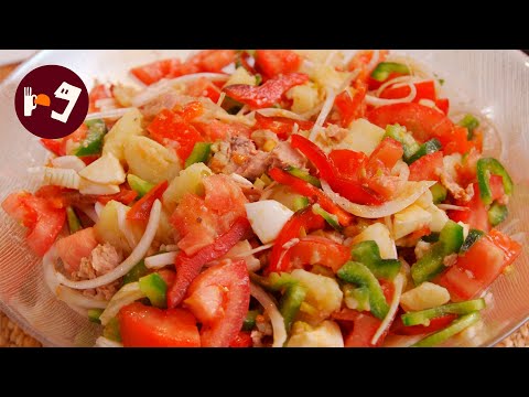 Receta fácil de Ensalada ESPAÑOLA o CAMPERA. Fresca, y muy barata