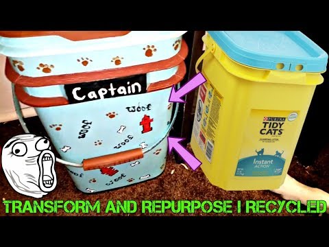 DO IT YOURSELF RECYCLED CAT LITTER CONTAINER