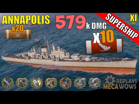 DAMAGE & KILLS RECORD! Annapolis 10 Kills & 579k Damage | World of Warships Gameplay