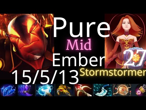 Pure mid Ember Spirit vs Stormstormer Lina, FV, Undying, Sky, Pudge - dota2