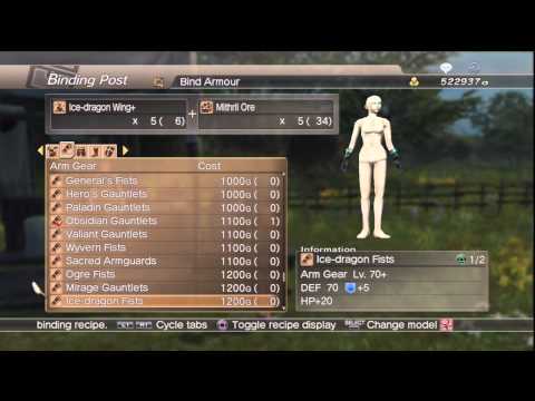 WKC 2 Armor -- Arm Gear (Heavy) Level 20 Complete Binding List White Knight Chronicles II HD