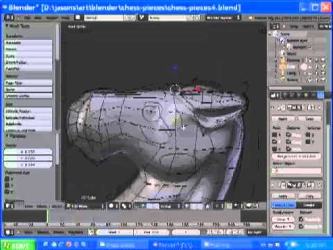 3D Speed Modeling in Blender 2.6 (Two Chess Pieces)