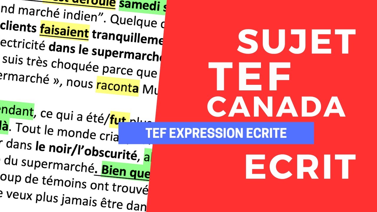 TEF Expression Ecrite - correction d'un sujet #1 - Section A