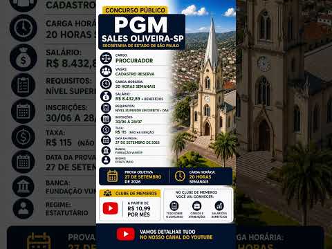CONCURSO PÚBLICO: PGM SALES OLIVEIRA - SP #concurseiro #procurador #concursojuridico
