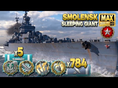 Cruiser Smolensk in a hard ranked battle on map Sleeping Giant - World of Warships