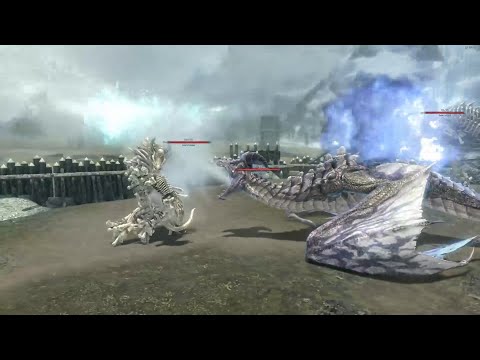 Skyrim Battles - Bone Colossus vs. Giants, Legendary Dragon, and the Ebony Warrior