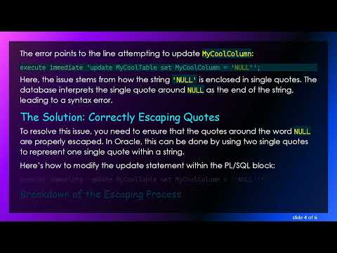 Solving the Oracle Execute Immediate Quote Escaping Problem