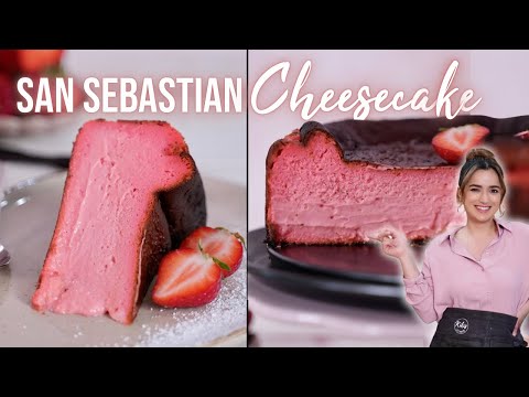San Sebastian Cheesecake Erdbeere 🍓😍 Strawberry Basque Burnt Cheesecake #sansebastiancheesecake