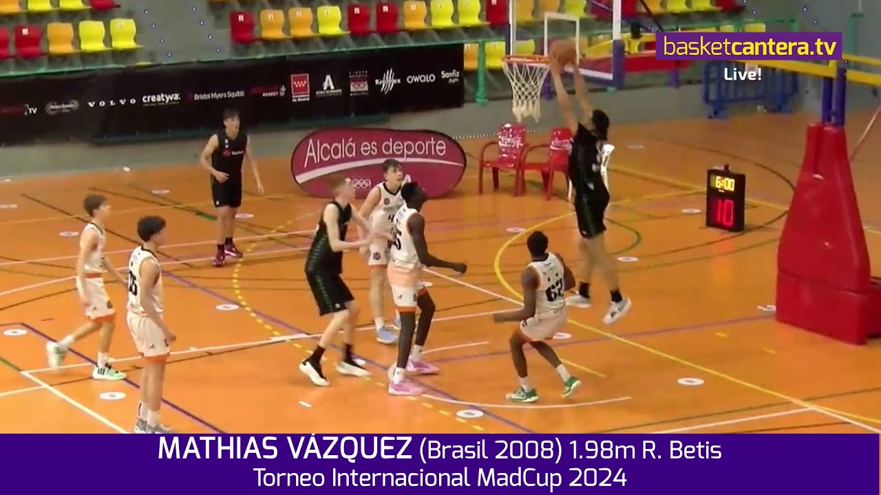 MATHIAS VÁZQUEZ (Brasil '08) 1.98m R. Betis. Torneo Internacional U16M MadCup 2024 #BasketCantera.TV