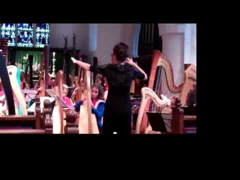 Faryl Smith with the International Harp Ensemble in rehearsal