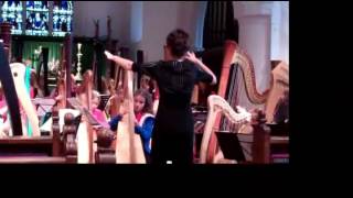 Faryl Smith with the International Harp Ensemble in rehearsal