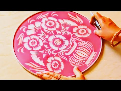 5 minutes rangoli design with stencil / Festival rangoli for beginners /Diwali special New rangoli