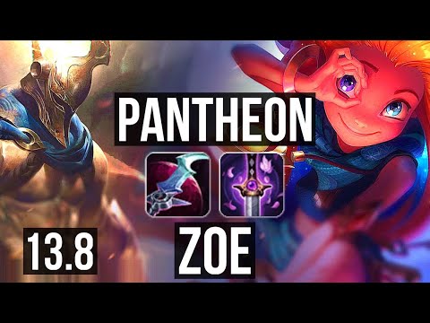 PANTHEON vs ZOE (MID) | 8/1/2, 1000+ games, 1.3M mastery, Godlike | KR Grandmaster | 13.8