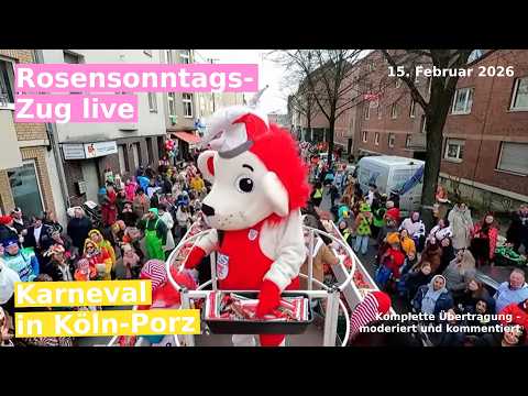 Der Rosensonntagszug in Köln-Porz - live am 15. Februar 2026 ab 12 Uhr bei #Kölnlive