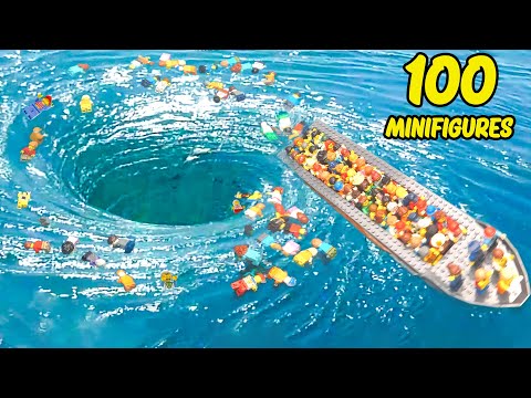 I Tested a BIG Lego Vortex VS 100 Minifigures on Lego Boat! - LEGO Water Vortex Experiment