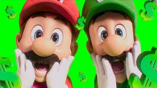 Super Mario Bros Movie plumbing ad money green screen