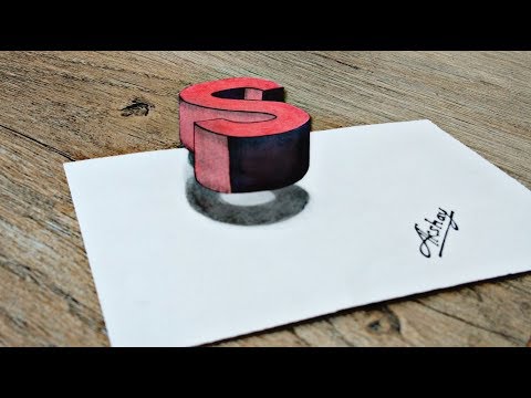 How To Draw 3d Floating  Letter "S" - 3d Trick Art On Paper - Drawing 3D Letter